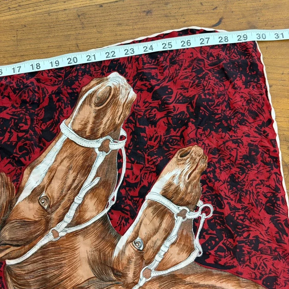 Unbranded Horse Print Scarf Womens OS Red Black Equestrian Riding Crop Square